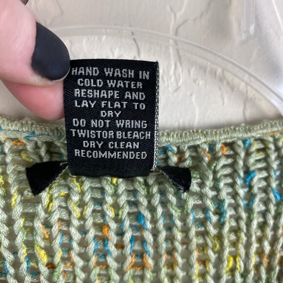 BCBGMaxAzria Ruffled Marled Knit Cardigan Green Multi Womens Size XL Boho Y2K - Picture 8 of 10